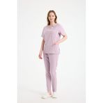 Scrubs Kadın Doktor Üniforması Üst Forma – Likralı Medikal Giyim | Carex - Lila - XL