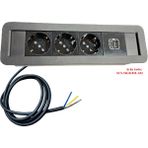 Scs Pazar Masa Üstü Gömme Priz Kutusu - Antrasit - priz + usb sarj
