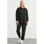 Scuba Oversize Tunik Eşofman Takım - Siyah