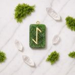 Scultore Sowilo Rune Kolye – Güneş, Enerji ve Mutlak Zafer I Enerji Amulets I El Yapımı Reçine Kolye Ucu - Yeşil
