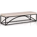 SCY Home Garden Fade Dekoratif Yatak Ucu Oturma Bankı Makyaj Oturağı Metal Ayaklı Bej Puf Bench Krem