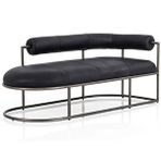 SCY Home Garden Lingua Modern Divan Suni Deri Yatak Ucu Oturma Bankı Makyaj Oturağı Metal Ayaklı Sırtlıklı Puf Bench Siyah