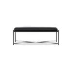 SCY Home Garden Portus Siyah Deri Metal Ayaklı Dikdörtgen Dekoratif Puf Bench Montajsız Yatak Ucu Oturma Bankı