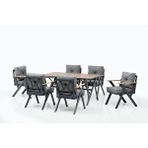 SCY Home Garden Scbm-247 Lina Modern 6 Kişilik Bahçe Yemek Masa Takımı Bahçe Mobilyası Oturma Grubu Çay Seti Bistro Gri