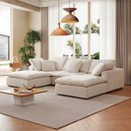 SCY Home Garden Scks-059 Regen Bej U Tipi Köşe Koltuk Takımı Dekoratif Özel Tasarım Modüler Pofuduk Köşe Grubu