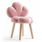 SCY Home Garden Scys-010 Pies Modern Çocuk Sandalyesi Rahat Oturak Sırtlıklı Tabure Pembe