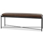 SCY Home Garden Tesque Kahverengi Suni Derili Metal Ayaklı Dikdörtgen Puf Dekoratif Montajsız Yatak Ucu Bench Bank