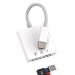 SD Kart Okuyucu USB C (3'ü 1 arada) Apple Şarj Cihazı iPhone 15 Pro Max Plus iPad 10, Air4/5, Mini6, Pro 12,9 Type-C Kablo Jak Harici Bellek Kartı Micro TF Switch Kamera Aksesuarı Samsung için
