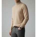SDNYAZO Premium Erkek Kaşmir Ve Yünlü Krem Balıkçı Yaka Slim Fit Triko Kazak - XL