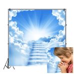 SDOTPMT 5x5ft gökyüzüne giden merdiven polyester arka plan cennet merdivenleri cennet gökyüzü arka plan krallık tanrının fotoğrafçılığı arka plan melek parti dekoru bebek duş fotoğraf aksesuarları