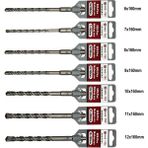 Sds-Plus Matkap Ucu Seti | 7 Parça 6mm - 12MM | Kırıcı Delici Hilti Uyumlu Beton Delme Uçları