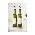 SDT Group Ahşap Stantlı 2’li 750 ml Zeytinyağı ve Sıvı Yağ Şişesi Seti – Sızdırmaz, Damlatmaz Yağdanlık Takımı, Cam Şişe ve Ahşap Tabanlı Yağlık Seti - Option-1