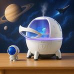 SDT Group Astronot ve Uzay Gemisi Temalı Humidifier Buhar Makinesi Nemlendirici Aroma Terapi Difüzörü 220 ml Kapasiteli 11X11 cm Ev Ofis Spa Oda Nemlendirici Uyku Kalitesini Artırır (MJ046) - 1BW-Beyaz