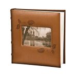 SDT Group Kabartmalı Sarmaşık Çerçeve Deri Kapak Fotoğraf Albümü, Kahverengi 10 x 15 cm