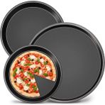 SDT Group -Lab 32-34-36 cm 3'lü Yuvarlak Pizza Fırın Tepsi Seti Siyah 32 x 32 - Kestane Akaju - Option-1