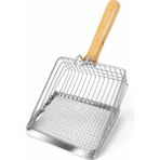 SDT Group Metal Kedi Kumu Küreği Ahşap Saplı Dayanıklı Izgaralı Kedi Tuvaleti Temizleme Küreği Ergonomik Saplı Kolay Temizlik Aparatı Paslanmaz Çelik (Telli) - Option-1
