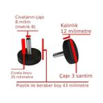 SDT Group Plastik Başlı Çivata Ayak Mobilya Ünite Kitaplık Dolap Ayarlanabilir Ayak Mobilya Ayağı Sıkma Düğmesi Metrik 8 Çap Civata 8 Milim Boy 43 Milimetre - Option-1