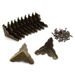 SDTC Tech 12'li paket mobilya köşe koruyucu, 2,5 cm x 2,5 cm antik bronz üçgen kenar dekoratif metal köşe koruması, saklama kutusu, takı kutusu, dolap, sehpa, ahşap sandık vb. için