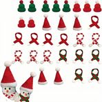 SDXCJY Mini örgü şapka, Noel için, 30 adet, mini şal, ağaç süsü, Noel Baba şapkası, şapka, şişe kapağı, dekorasyon, şapka, kendin yap için atkılı mini şapka, el yapımı