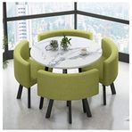 SDYBZSTU 80 cm yuvarlak masa ve 4 yeşil sandalyeli modern yemek takımı, balkon, oturma odası, kafe, yatak odası, çay odası veya ofis için ideal