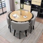 SDYBZSTU Mutfak, ofis veya oturma odası için yuvarlak masa ve sandalyeli 4 parçalı modern yemek takımı, şık sehpa ve balkon veya yemek odası için kombine sandalyeler