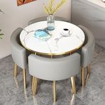 SDYBZSTU Mutfak, Yemek Odası, Ofis, Resepsiyon, Kulüp veya İş Görüşmesi için Sandalyeli Modern 4 Parça Yemek Takımı, Turuncu, Gri ve Altın 80 Yuvarlak / Kare Masa