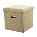 SDYBZSTU Puf Katlanabilir Keten Kumaş Ayaklık, Yastıklı Armut Koltuk, Yastıklı Puf, Oturma Odası Yatak Odası için Küçük Oyuncak Kutusu Bej 31 x 31 x 31 cm (Yeşil 49 x 31 x 31 cm)