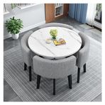 SDYBZSTU Yemek Masası ve Sandalye Seti, 5 Parça Modern Stil Yemek Takımı Yumuşak Sırtlıklı Oturma Mutfak Masa Seti 4 Kişilik Kahvaltı Bar Masa ve Sandalye Seti Yuvarlak Yemek Masası Seti 4 Sandalyeli
