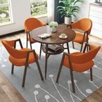 SDYBZSTU Yemek masası ve sandalye seti, Modern 80 cm Yuvarlak Yemek Masası Seti, Döşemeli Sandalyeler Çift Katlı Sehpa, Kolay Montaj, Yemek ve Oturma Odası Dekoru için İdeal (Turuncu)