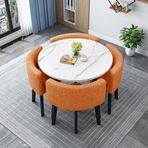 SDYBZSTU Yemek masası ve sandalye seti, yuvarlak yemek masası seti, 4 sandalyeli, modern daire konferans masası, ofis, resepsiyon odası veya kulüp için, balkon veya oturma odası için küçük, basit