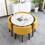 SDYBZSTU Yemek masası ve sandalye takımı, Modern Küçük Ofis Konferans Masası Seti 4 Sandalyeli Kompakt Toplantı ve Müzakere Mobilyaları (80 cm)