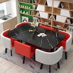 SDYBZSTU Yüzyıl Ortası Modern 7 Parça Yemek Masası Seti, Bar Masası, Mutfak Masası ve Sandalyeli, 6 Kişilik, Yemek Odası, Mutfak, Restoran ve