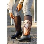 Sea & Blue Shoes Kadın Yağmur Çizmesi Kahve Köpek Baskılı Su Geçirmez Malzeme ile Şık Tasarım - Siyah