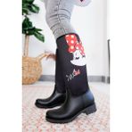 Sea & Blue Shoes Kadın Yağmur Çizmesi Siyah PVC Taban Klasik Tasarım Minnie Mouse İmza Baskılı