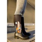 Sea & Blue Shoes Tüy Desenli Baskılı Su Geçirmeyen Kadın Yağmur Çizmesi - Siyah