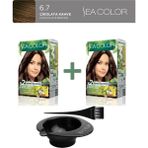 Sea Color 2'li Natural Effect Set Boya Amonyaksız 6.7 Çikolata Kahve, Boya Tası ve Fırça Hediye! - 6.7 ÇikolataKahve