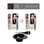 Sea Color 2'Li Paket Home Colorist Set Saç Boyası 3.66 Kızıl Mor, Boya Tası Ve Fırça Hediye!