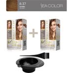Sea Color 2'Li Paket Home Colorist Set Saç Boyası 8.37 Sahra, Boya Tası Ve Fırça Hediye!
