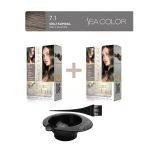 Sea Color 2'Li Paket Home Colorist Set Saç Boyası Boya 7.1 Sisli Kumral, Boya Tası Ve Fırça Hediye!
