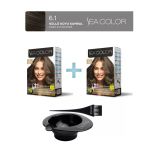 Sea Color 2'Li Paket Set Saç 6.1 Küllü Koyu Kumral, Boya Tası Ve Fırça Hediye!