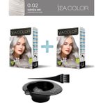 Sea Color 2'Li Paket Set Saç Boyası 0.02 Gümüş Gri, Boya Tası Ve Fırça Hediye!