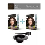 Sea Color 2'Li Paket Set Saç Boyası 4.0 Kahve, Boya Tası Ve Fırça Hediye!