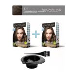 Sea Color 2'Li Paket Set Saç Boyası 6.11 Yoğun Küllü Koyu Kumral, Boya Tası Ve Fırça Hediye!