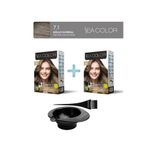 Sea Color 2'Li Paket Set Saç Boyası 7.1 Küllü Kumral, Boya Tası Ve Fırça Hediye!