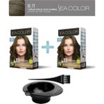 Sea Color 2'Li Paket Set Saç Boyası 8.11 Yoğun Küllü Açık Kumral, Boya Tası Ve Fırça Hediye!