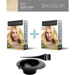 Sea Color 2'Li Paket Set Saç Boyası 9.0 Buğday Sarısı, Boya Tası Ve Fırça Hediye!