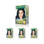 Sea Color Amonyaksız, Vegan, Doğal, Besleyici Kalıcı Saç BOYASI%100 Beyaz Kapama (1 Paket 2 x 50 ml Boya & Oksidan) (Mavi Siyah 1.1) (4 Paketi) - Option-1