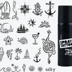 Sea Vibes City Pack Dövme Şablon Seti ve Siyah Sprey