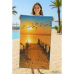 Seadream Tropikal Desenli Plaj Havlusu 70X140 cm Günbatımı - Standart - Çok Renkli