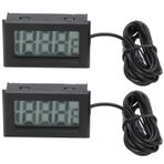 SEAFRONT 2 Adet Dijital Termometre Elektronik Termostat Sıcaklık ölçer 2s Yenileme LCD buzdolabı Termometresi Monitör Probu Ile (BLACK)